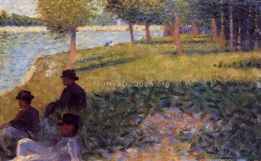 La Grande Jatte, Three Men Seated - 乔治·修拉